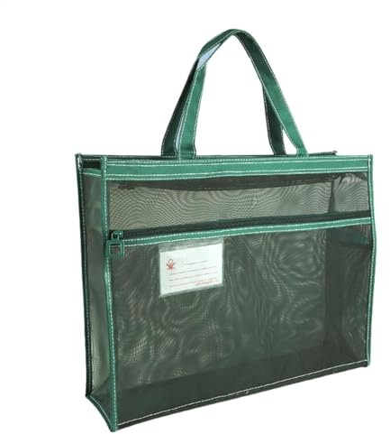 Borsa per accessori in rete – 43 x 33 x 11,4 cm, organizer trasparente con manico e cerniera | A3 tasca per insegne per dipingere opere d'arte, verde, Consulte la descripción, Vedi descrizione