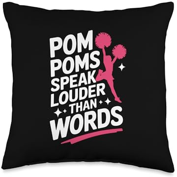 Pom Poms Speak Louder Than Words Cheerleader Cheerleading Throw Pillow