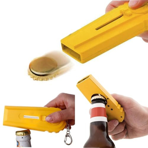 2 Stück Bierflaschenöffner Cap Launcher Shooter Cap Flaschenöffner - Kronkorkenschleuder Kronkorken Öffner Bier Bieröffner über 5 Meter,Bier Tag Geschenke