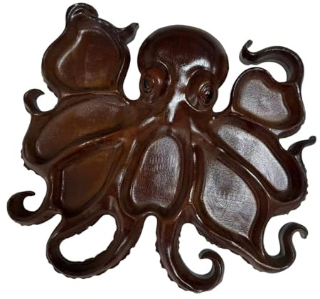 LOVIVER Bandeja de Madera en Forma de Pulpo para Servir, Ideal para Aperitivos Y Mariscos, 30cmx30cm