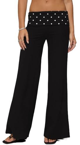 Betrodi Pantaloni Da Yoga Pieghevoli Per Donne Y2k A Vita Bassa Piega Svasata Leggings Elasticizzati Pantaloni Sportivi A Gamba Larga Per Tempo Libero, S
