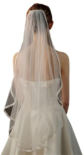 FANSU Lang Schleier Romantischer Elegent Schleier Braut, Softtüll Braut Schleier, Brautschleier mit Kamm für Junggesellenabschied Hochzeit Damen Mädchen Party Haarschmuck