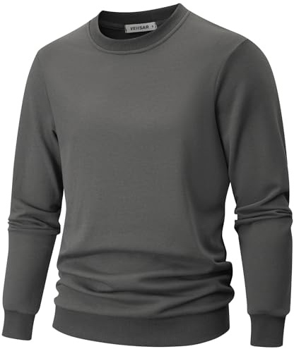 VEIISAR Sweatshirt Herren Langarm aus weicher Baumwolle - 310g Bequemer Pullover mit Rundhals für Herbst und Winter