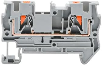 Morsettiera DIN PT-4 da 10 pezzi, connettori passanti a molla, cablaggio rapido senza viti for quadri elettrici(Gray)