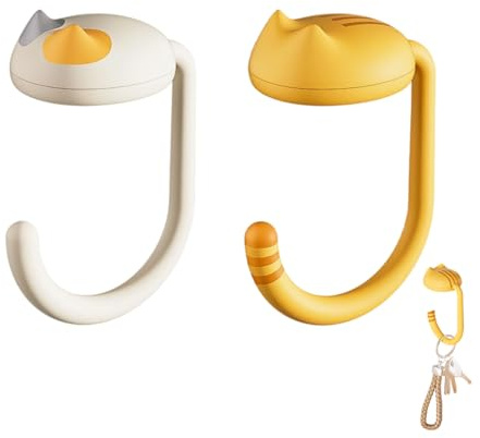 YUVKIN 4 Stück Drehbarer Taschenhalter für Tisch Cute Katzen Taschenhaken Halterung Antirutsch Handtaschenhalter Haken - Kann bis zu 5 KG Aufhängen für Büro Restaurant Café
