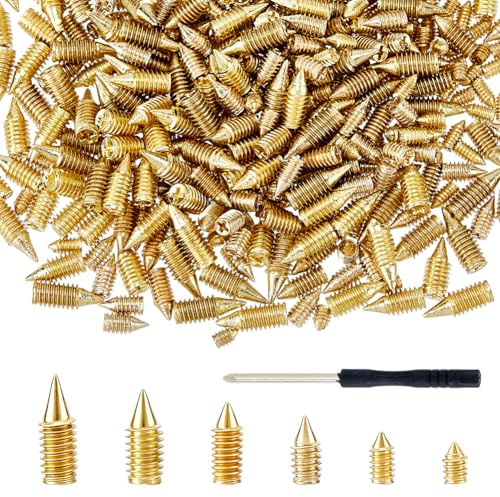 Hobbspring Lot de 420 vis de ceinture en acier au carbone - 6 tailles - Avec 1 tournevis à tête plate - Pointu cruciforme - Accessoires en cuir pour ceinture, portefeuille, sac à main
