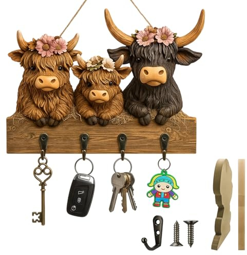 QhgPnt Key Holder for Wall, Sturdy Key Hooks Hanger with Dual-Level Design, Wall Mounted Key Rack for Organizing Keys, Compact Key Holder for Home or Office Use
