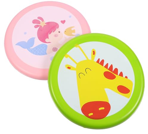 YARNOW Lot de 2 Disques Volants Sportifs en PU Souple Éducatif à Lancer pour Garçon et Filles Couleurs Vert Long-Cou et Rose Sirène pour Jeux D’Extérieur et Coordination Œil-Main