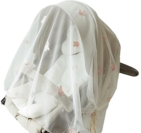 Generic Cubierta de Malla con Patrón de Dibujos Animados para Cochecito de bebé, Sombrilla para Protección Universal del Cochecito de bebé, Estanqueidad Ajustable para Todas las Direcciones,