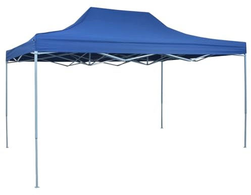 vidaXL Party Tent Folding Blue 291 x 431 x 315 cm Oxford Fabric, Garden and Terrace, Modern Event Tent, Pop-Up Canopy, Flexible Height Shelter, Quick Set-Up Outdoor Pavilion, Steel Frame
