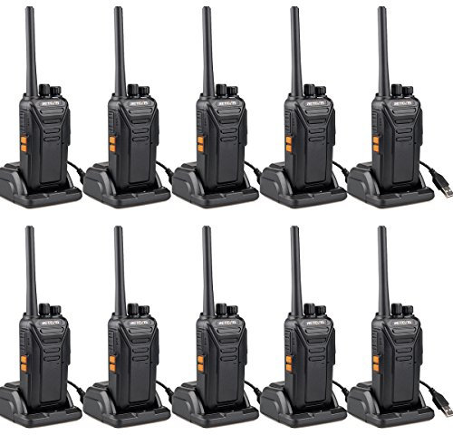Retevis RT27 PMR Funkgerät, Professional Walkie Talkie, Lizenzfrei Walki Talki mit USB Ladeschale, CTCSS/DCS VOX Notanruf, Profi Handfunkgerät für Sicherheitsdienst, Schule (10 Stück, Schwarz)
