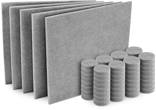 Filzada® Filzgleiter Selbstklebend zum Zuschneiden 5X 20x20cm + Ø20mm Grau | Inkl. 64x Stuhlgleiter Rund Ø20mm - Extra Klebekraft - Filz Möbelgleiter - Bodenschutz Parkett, Laminat - Kratzschutz