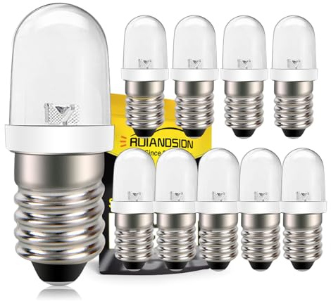 Ruiandsion LED-Taschenlampen, 6 V, E10, Mini-Lampen, weiß/blau/rot/grün/gelb, E10-Sockel, 10 Stück