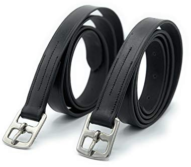 Astile Staffetta in pelle per adulti o bambini, colore marrone nero, in pelle resistente con finitura morbida (137 cm, nero)