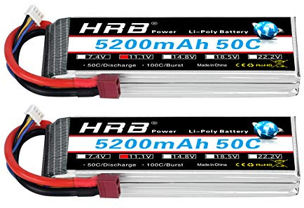 HRB 2PCS 3S 11.1V 5200mAh 50C Lipo Batterie pour RC Drone Hélicoptère Avion Quadricoptère Camion De Voiture (Dean T Plug Style)