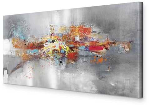 murando - Leinwandbild grau silber bunt, 120x60 cm, 1-teilig, Schlafzimmer | Hochwertige Leinwand, sofort aufhängbar, ideal fürs Wohn- oder Schlafzimmer, wasserfest und lichtecht, langlebig, stilvoll