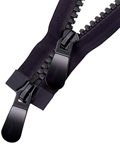 WANDIC Cerniera separata per giacca, 1 pezzo, 150 cm, doppia apertura, super grande, in plastica, resistenti, per lavori fai da te cucito, artigianato, striscia/denti triangolari