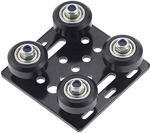 Gancon 3D Drucker Zubehör Riemenscheibe, mit Platte Aluminium Riemenscheibe V-Slot Profil, Aluminiumprofile EU-Standard 2020, kleines V-Rad mit Platte, CNC-Teile, Schwarz
