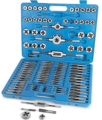 110 PCS Metric Tap and Die Set, Metric Screw Threads M2-M18 for Cutting External and Internal Threading, Come with Storage Case and Complete Accessories