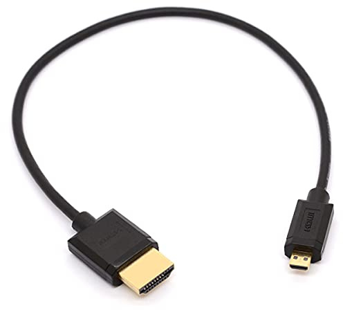 HTGuoji Micro HDMI to HDMI Cable Adapter Support Ethernet 4K 3D Audio Return for Smart Phones, Tablets, Action Cameras, Nikon B500, Raspberry Pi 4 (30 cm)