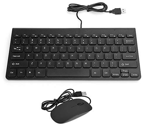 ROMACK Keyboard and Mouse Combo, Ultra-Thin USB Wired Gaming Keyboard Optical Mouse Mice Set, Mini Keyboard and Mouse Set for PC Laptop, Plug and Play (Black)