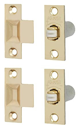 Adjustable Roller Catch Spring Loaded Latch Lock for Internal Doors | Brass Plated | Pack of 2