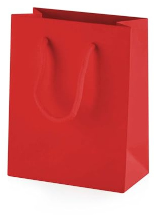 Thepaperbagstore 10 Rote XS Geschenktüten matt 11.5 x 14.5 x 6.5 cm | Luxurioese matt laminierte Geschenktueten mit starken Kordelgriffen und verstaerktem Boden fuer Geschenke, Einzelhandel