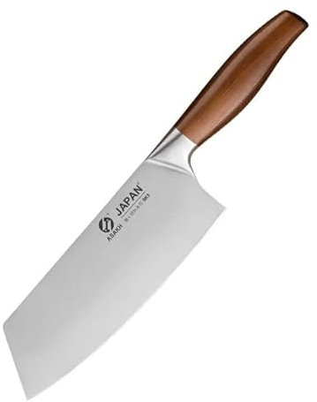 Couperet japonais - Forgé à la main en acier au carbone de qualité supérieure avec poignée ergonomique - Pour couper sans effort la viande, le poisson, les légumes et plus encore - Avec étui de
