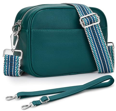 KALIDI Damen Umhängetasche, stylisch Veganem Leder Breiter Gurt Crossbody Schultertasch mit 2 abnehmbarem Schultergurt für tägliches Arbeiten, Einkaufen, Verabredungen, Reisen