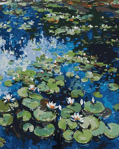 IDEYKA Malen nach Zahlen Wasserlilien. Claude Monet 40x50 mit Holzrahmen Komplettset Feiertagsgeschenke DIY Acrylmalerei