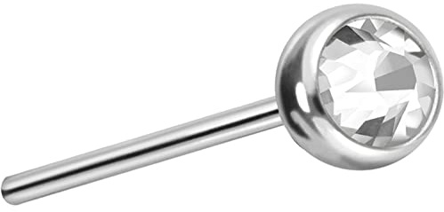 PIERCINGLINE Titan labret-fäste med push pin boll + kristall piercing öra conch tragus läpp näsa medusa färg och storleksval, Titan