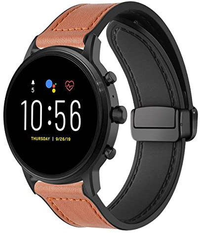 Magnetische Armbänder für Fossil GEN 5 Carlyle HR/Julianna HR Armband für Männer und Frauen, Magnetische Leder Silikon Hybrid Ersatzarmband Kompatibel mit Fossil GEN 5 Carlyle HR/Julianna HR (H)
