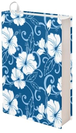Dolyues Buchumschlag mit tropischen Blumen, Bibelhüllen für weiche Bücher, Hibiskus, dehnbar, Taschenbuch, Hardcover, Textcover bis zu 22,9 x 27,9 cm, blaue tropische Hibiskusblumen