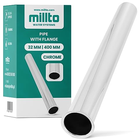Millto™ Tauchrohr Bördelrohr mit Bördelrand Röhrensiphon 32 mm 400 mm Chrom Waschbecken Verlängerung Verstellrohr Flaschensiphon Waschtisch