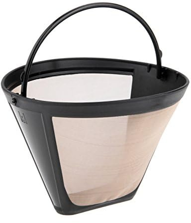 Mgoodoo Reusable Basket Coffee Filter,Accessories with Solid Pointed Bottom | Universal Fit Basket-Style Filter, Reusable Stainless Steel Mesh, Gold Tone,Replace Paper Filters,Easy to Clean and Store