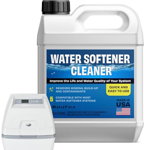 Maplefield Water Softener Cleaner Solution - 16 oz (2 uses) - Recharge Resin, Remove Contaminants and Mineral Build up - Universal Fit for Household Water Softener System - Easy DIY Use