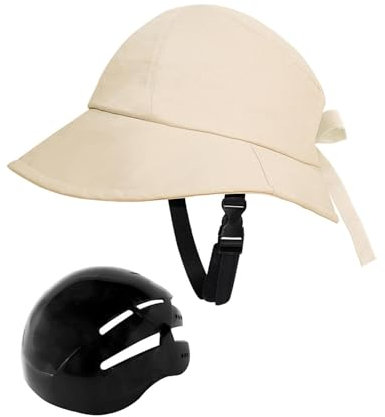 harayaa Fahrradhelm für Erwachsene, Helm, Huttyp, Helm in Hutform, für, Damen, Schule, Beige