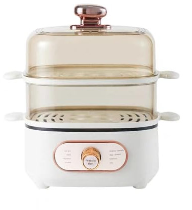 ANQIA Faitout électrique 2 en 1 avec 10,5 L 2 niveaux 8 modes cuiseurs vapeur pour légumes avec protection contre l'ébullition à sec 1200 W Blanc