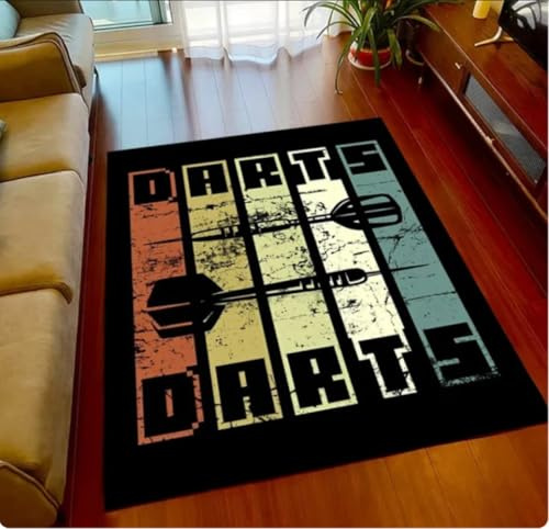 QMETOS Spielzimmer Dart Teppich Für Wohnzimmer Schlafzimmer Dekorationen Sofa Tischbereich Teppiche Spielzimmer Bodenmatte Target Bullseye Teppiche 200X300Cm