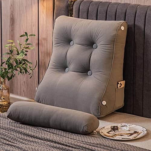 Keilkissen 45 x 55 x 26 cm Lesekissen mit Taillenstütze dreieckige Lendenwirbelstütze weiches Fernsehkissen für Bett Sofa mit verstellbarem Nackenkissen abnehmbarem Bezug