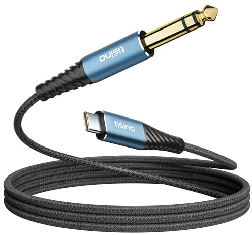 Tisino Câble USB-C vers Jack 6,35mm TRS Mâle, 32bit/384kHz, 1m | Câble Auxiliaire USB C vers Jack 6,35mm TRS pour Mixeur/Amplificateur/PC, Cuivre OFC 22AWG, Stéréo Hi-Fi