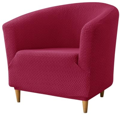 Hearda Copripoltrona 1 Posto Chesterfield Elasticizzato Rosso Bordeaux, Antiscivolo Fodera Cocktail Copri Poltrona con Braccioli Jacquard per Bar Club Soggiorno Camera da Letto