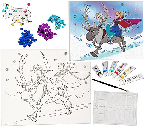 alles-meine.de GmbH Bastelset zum Malen - Leinwand/Canvas Bild - die Eiskönigin - Frozen - mit Pailletten - & Glitzer Effekt - nach Farben incl. Pinsel & Acryl Farben - Kei..