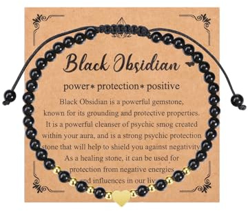 CrystalTears Edelsteine Armband Damen verstellbarer 4mm Beads Perelenarmband mit Gold Herzanhänger Reiki Talisman spirituelle Geschenke
