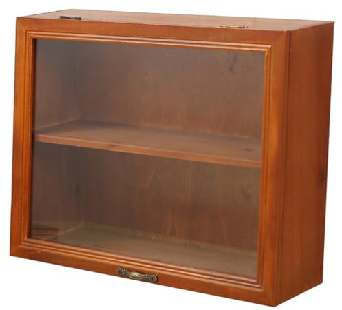 ANDRESLAD Vitrinenschrank Klein mit Acryltür Vintage Aufbewahrungsregal für Handwerk und Spielzeug Stabil und Platzsparend für Haushalt und Ausstellung
