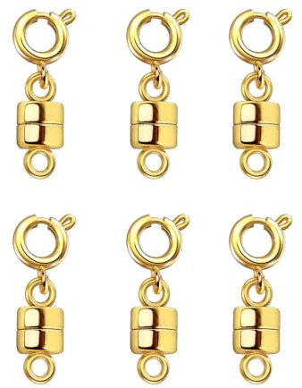 KOZOY Magnet Schmuck Magnetische Verschlüsse Ketten, 6 Stück Armband Magnetverschluss Schmuckverschluss Kettenverschluss, Gold Karabinerverschluss für DIY Armband Halskette Schmuck (Gold)