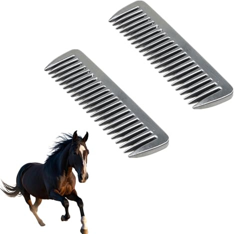 Peenbbop Horse Grooming Comb, Silver, 2 PCS