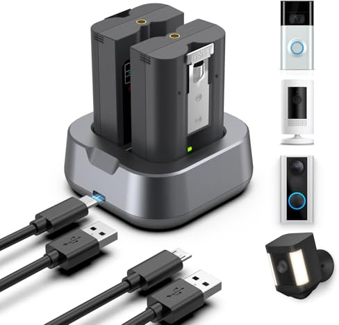 2 Batterien 7200mAh Ersatz für Ring Akku mit Ladestation, Kamera-Akku mit hoher Kapazität, kompatibel mit Ring-Doorbell 2/3/4/3plus, Stick Up Cam(2/3Gen), Spotlight Cam Battery