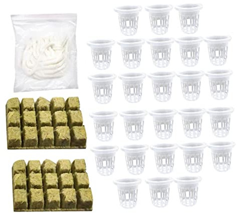 Kisangel Kit Idroponico per Orto Domestico con Blocchi di Lana e Tazze Rete Starter Plug Radicante per Semine e Trapianti Uniformi per Giardinaggio Indoor e Progetti Scolastici