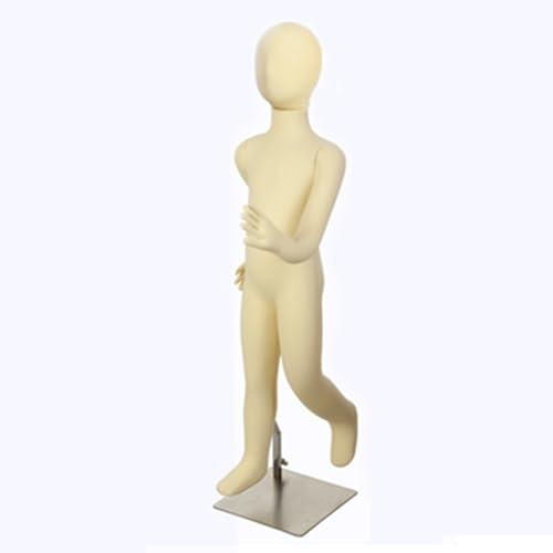 OWOHYG Verstellbare Schaufensterpuppe Für Den Ganzen Körper, Flexible Schaumstoffpuppe Für Kinder Mit Abnehmbarem Kopf Und Arm, Stehende Unisex-Schaufensterpuppen Ohne Gesicht F(One Color-9 Year Old)